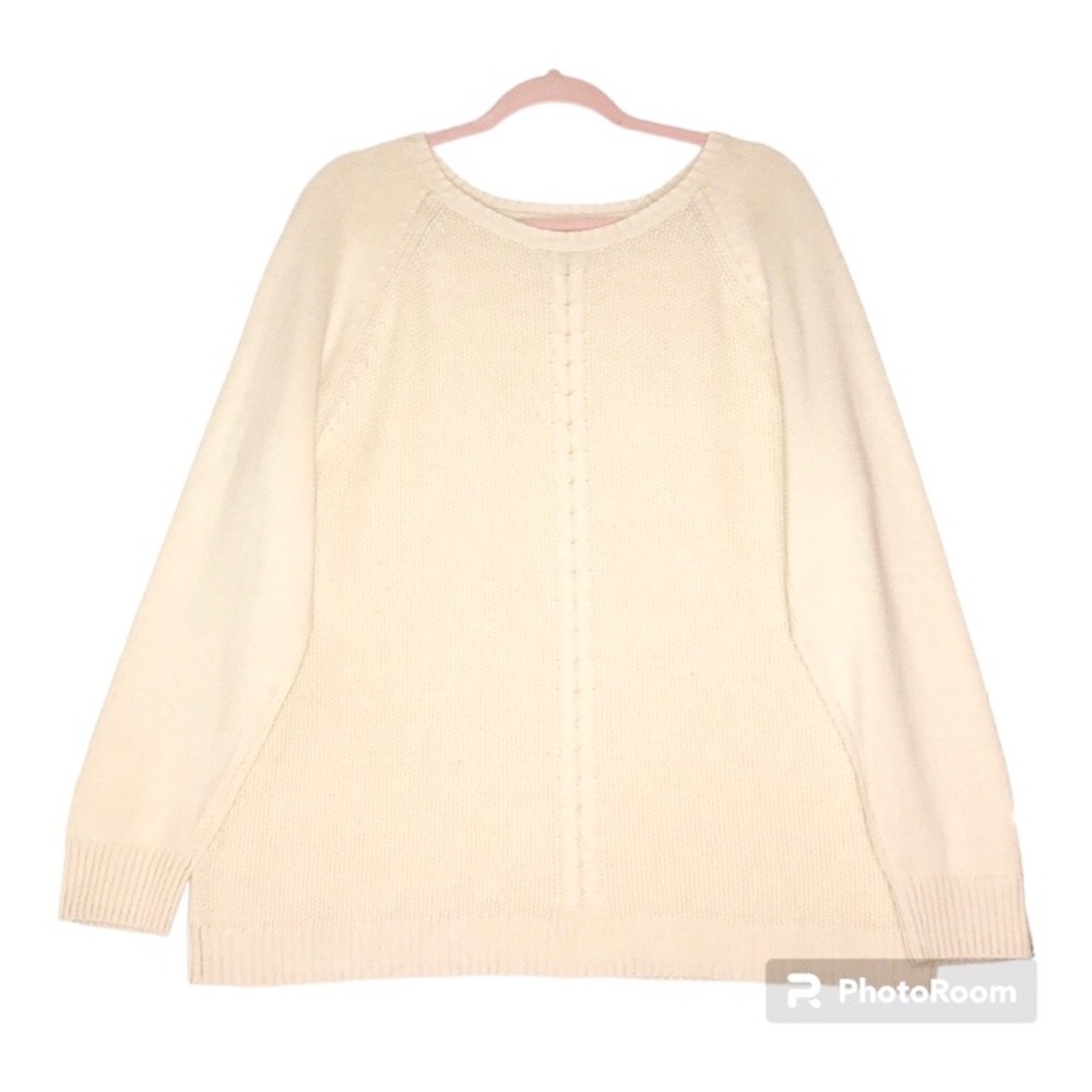 Karen Scott Soft Ivory Cream Cable Knit Sweater XL EUC